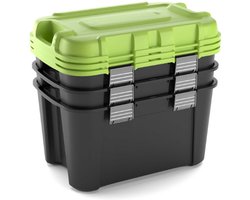 Keter Totem Opbergbox - 3x80L - 79,5x39,5x37,1cm - Zwart/Groen