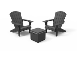 Keter Troy Adirondack Tuinstoel - 2 stuks - 81x93x96,5cm + Ice Cube tafel - Grafiet