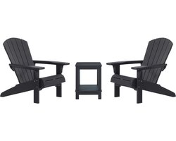 Keter Troy Adirondack Tuinstoelen + Deluxe bijzettafel - Grafiet