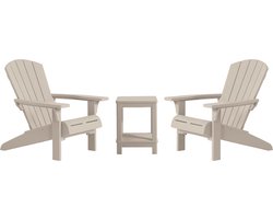 Keter Troy Adirondack Tuinstoelen + Deluxe bijzettafel - Soft Beige