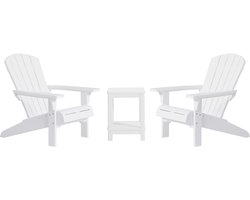 Keter Troy Adirondack Tuinstoelen + Deluxe bijzettafel - Wit
