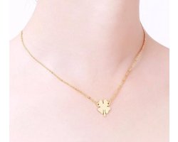 Ketting met hanger klavertje 4 goudkleur