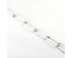 Ketting Staal Glad - Ovaal Schakelketting - Lamp Ophangen - 4mm Dikte - 22x50x4 cm - Wit