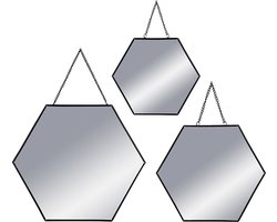 Ketting zeshoeken van hangende spiegels (veel van 3) - Verre, acier, mousse EVA - Zwart - Zwart - SILUMEN