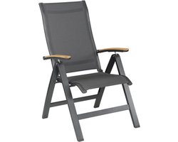 Kettler Altura tuinstoel verstelbaar antraciet met teak armlegger