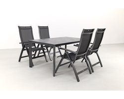 Kettler Altura/Edge verstelbare aluminium tuinset voor 4 personen 160x95 cm. - Antraciet