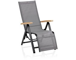 Kettler Cirrus Relaxsessel Aluminium/Outdoorgewebe Teak Armlehnen