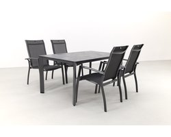 Kettler Legato/Edge stapelbare aluminium tuinset voor 4 personen 160x95 cm. - Antraciet