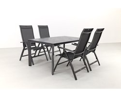 Kettler Legato/Edge verstelbare aluminium tuinset voor 4 personen 160x95 cm. - Antraciet