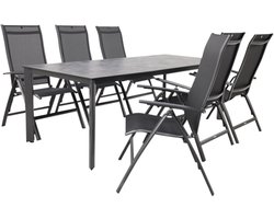 Kettler Legato/Edge verstelbare aluminium tuinset voor 6 personen 220x95 cm. - Antraciet