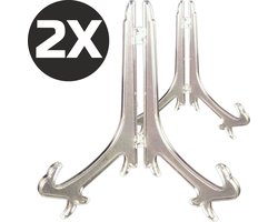 Keufens Bordenstandaard - Bordenrek - Bordenhouder - Borden display - Voor Sierborden - Set van 2 - Transparant