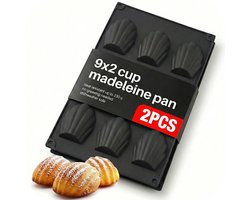 Keufens Madeleine Bakvorm Set van 2 - Bakvormen Siliconen voor 18 Madeleines - Antiaanbak Bakvorm - Hittebestendige Bakvormen voor de Oven