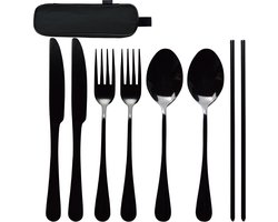 Keufens Reisbestek - Campingbestek - Bestek to go - 2 Persoons - RVS - Bestek Etui - Set van 8