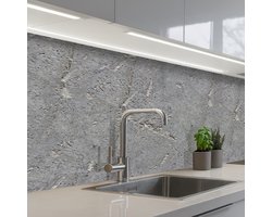 Keuken achterwand 150x60 cm - Spatscherm zelfklevend Beton - Patronen - Steen - Muurbeschermer - Spatwand fornuis