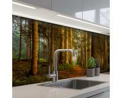 Keuken achterwand 150x80 cm - Spatscherm zelfklevend Bos - Natuur - Bomen - Landschap - Bladeren - Muurbeschermer - Spatwand fornuis