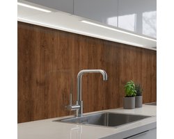 Keuken achterwand 150x80 cm - Spatscherm zelfklevend Hardhout - Patronen - Bruin - Muurbeschermer - Spatwand fornuis