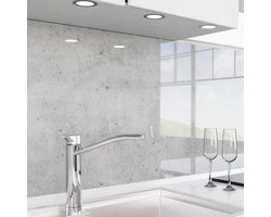 Keuken achterwand zelfklevend – Glaslook – Spatscherm keuken – Verstevigde PET folie – Spatwand fornuis – Muurbeschermer – 0,80 mm – Beton – Materiaalmonster