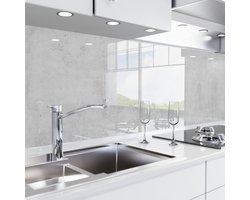 Keuken achterwand zelfklevend – Glaslook – Spatscherm keuken – Verstevigde PET folie – Spatwand fornuis – Muurbeschermer – 0,80 mm - Beton - 280 cm x 60 cm