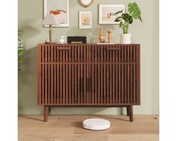 Keuken Dressoir, Opbergkast met 2 Deuren en 2 Laden, Buffet, Ladekast voor Eetkamer Woonkamer Entree, 100 x 35 x 80 cm, Walnootkleur