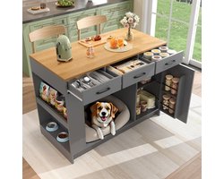 Keuken Eiland Kast - Dienblad Trolley - Keuken Organisatie - Met Huisdier Zone - 120 x 60 x 90 cm