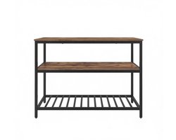 Keuken-eiland opbergrek Bakkersrek 120x60x90cm Rustiek Bruin Zwart Metaal Hout Keuken Grote Werkblad Industrieel Rek Stabiel Makkelijk Te Monteren