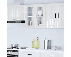 Keuken hangkast - Bovenkast wandkast - Keuken organiseren - Glazen deur - 60x60 cm - Hoogglans wit