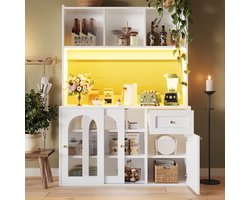 Keuken kasten - vitrinekasten - eetkamers kasten met verstelbare planken - sideboards met LED-verlichting - wit