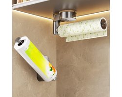 Keuken Organizer - Plasticfolie Houder - Papieren Rolhouder - Zuignap Keuken Rek - Ruimtebesparend Ophangrek - Geen Boorgaten - Keukenkast Accessoires - 2 Stuks - Grijs