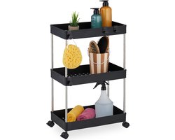 keuken trolley - wieltjes - 3 laags - 62 x 41,5 x 23,5 cm - badkamer - opbergtrolley