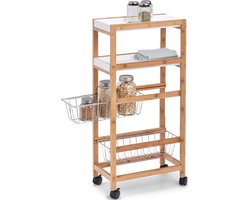Keuken trolley/kastje smal/klein met uitschuifbare mandjes 40 x 83 cm - Woondecoratie - Keuken/badkamer accessoires/benodigdheden - Bijzetkastjes - Trolleys