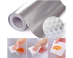 Keuken waterdicht oliebestendig behang, zelfklevende aluminiumfolie sticker, zelfklevend behang, waterdichte en hittebestendige achterwand voor keukenbladen, bureaus, kasten, muren, 40 x 300 cm