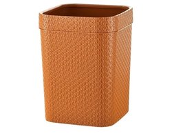 Keukenafvalbak Rotan - Prullenbak Vierkant - Afval Scheiden - Imitatie Rotan Design - 15 Liter - Oranje