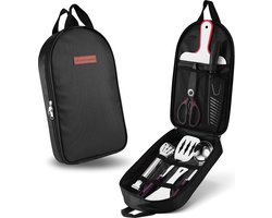 Keukenapparatuur set, outdoor kookset, set met Santokumes, keukenschep, spatel, tang, pollepel, snijplanken, ideaal voor picknick, irriteren, wanden en tuin