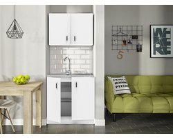Keukenblok - Kleine Keuken Wit - 80cm – Mini Keukenblok – Kitchenette met Franke Spoelbak – Goedkope Keukenkast - Keuken zonder apparatuur