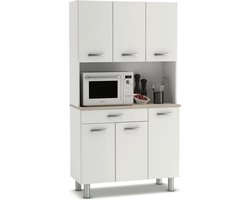 Keukenbuffet 6 deuren/1 lade Riva in witte melamine