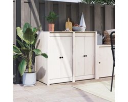 Keukendeuren Set - Buitenkeuken Deurtjes - Buiten Koken - Massief Vurenhout - 50x82 cm - Wit