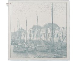 Keukendoek Port - Theedoek Keuken - Keuken Opfrissen - Zachte Katoenmix - 50x50 cm - Ecru/Steen Groen