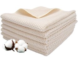 Keukendoeken 6 stuks - Katoenen Doeken 30 x 30 cm - Absorberende Vaatdoeken - Wafelstructuur - Zachte Schoonmaakdoekjes - Pluisvrij - Theedoeken