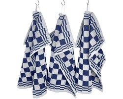 Keukendoeken - Horeca - 50x50 cm - Badstof - Geblokt - 3 stuks - Blauw