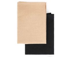 Keukendoeken Ravenna Set van 2 – Beige & Zwart – 50 x 70 cm – Katoenmix Keukentextiel