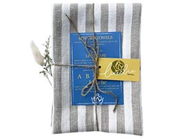 Keukendoeken Set - Linnen Stoffen - Keuken Gebruik - Sneldrogend Ademend - 30x20 Inch - Grijze Streep