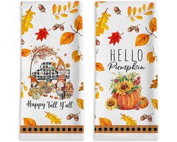 Keukendoeken Set - Theedoeken Afwasdoeken - Herfstkeuken Decoratie - Zachte Microvezel Kwaliteit - 43 x 66 cm - Oranje Tinten