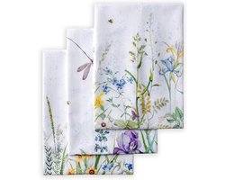 Keukendoeken Set - Theedoeken Barhanddoeken - Keuken Opruimen - Bloemen Insecten Print - 50 x 70 cm - Multicolor