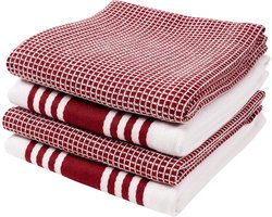 Keukendoeken Set - Theedoeken Keukenlinnen - Keuken Schoonmaken - Wafelstructuur Absorberend - 45x71 cm - Bordeaux