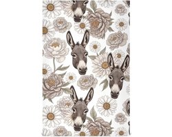 Keukendoeken Set - Vaatdoeken Theedoeken - Keukenwerk - Sneldrogend Polyester - Set van 4 - Grijze Ezel Bloemen