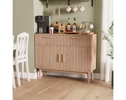 Keukendressoir opbergkast - Buffetkast woonkamer - Keuken organiseren - Natuurlijke houtnerf - 100x35x80 cm - Licht hout