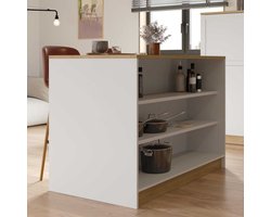 Keukeneiland Cottage - 120x75x92cm - wit/eikdecor