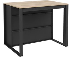 Keukeneiland met 7 nissen 110x90x80 cm – Natuurlijk & Antraciet – Multifunctioneel kook- en eetbareiland voor 4 personen – ABKANTOOR