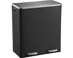 Keukenemmer met pedaal - Selectieve scheiding - Grote capaciteit - 60 liter - Roestvrij staal mat zwart vuilnisbak 60 liter