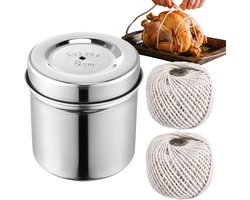 Keukengaren Dispenser - Bakgaren Set - Vlees Binden - Roestvrijstalen Houder - 2 Rollen 65 Meter - Zilverkleurig